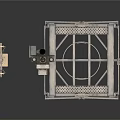 Industrial Metal Equipment Setup With Tall Pole Wheeled Machinery And Frame Platform