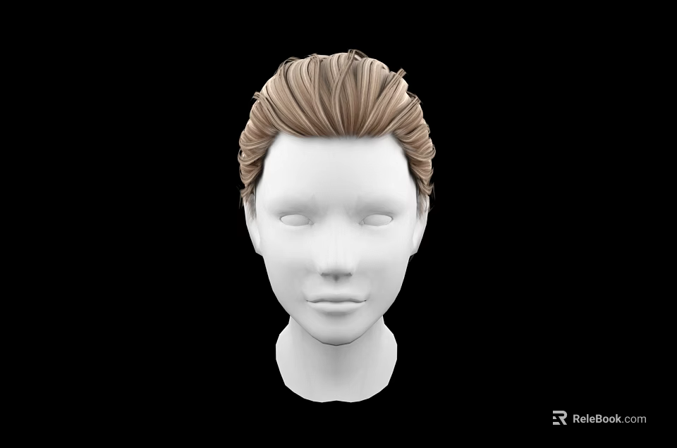 Human Head Model With Brown Short Textured Hair And Detailed Facial Features 3d model 
