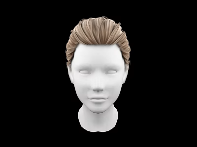 Human Head Model With Brown Short Textured Hair And Detailed Facial Features 3d model