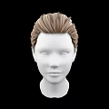 Human Head Model With Brown Short Textured Hair And Detailed Facial Features