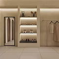 Modern Warm Cream Tone Clothing Store Interior With Cozy Customer Lounge And Exquisite Displays