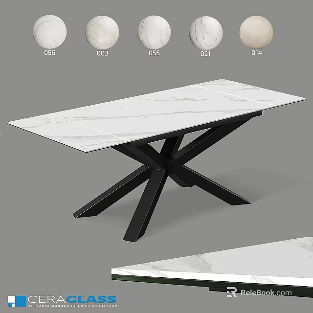 Modern Functional Table With White Marble Top And Black Cross Legs Design 3d model 