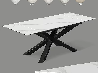Modern Functional Table With White Marble Top And Black Cross Legs Design 3d model