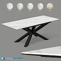 Modern Functional Table With White Marble Top And Black Cross Legs Design 3d model