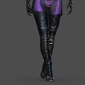 Cat Inspired Female Character in Purple Bodysuit With Cat Ear Mask Black Gloves And Boots