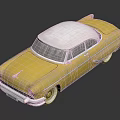 Vintage Yellow And White Classic Car With Retro Design And Chrome Accents
