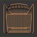 Modern Orange Metal Wire Bar Stool With Geometric Design And Slim Legs
