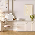 Chic Dressing Table with Decorative Mirror Stylish Chair Floor Lamp and Wall Art