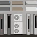 Modern Wall Mounted and Standing Air Conditioner Fan Units in Gray White and Gold Styles
