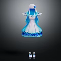 Blue And White Gradient Dress With Fluffy Skirt Wing Decoration And White Shoes