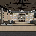 Modern Library Book Bar Reading Room Bookshelf Bookcase Bookstore 3d model