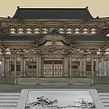 Ancient Traditional Architecture With Wooden Structure Multi Tiered Roof Stone Steps And Decorative Carvings
