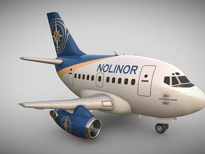 Nolinor BAE 146 Airliner With Blue Tail Gold Logo And White Body 3d model