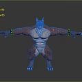 Muscular Red Fur Fox Humanoid Creature With White Chest Arm Bands Sharp Claws Outstretched Arms