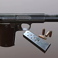 Classic Pistol With Bullets And Magazine 3d model