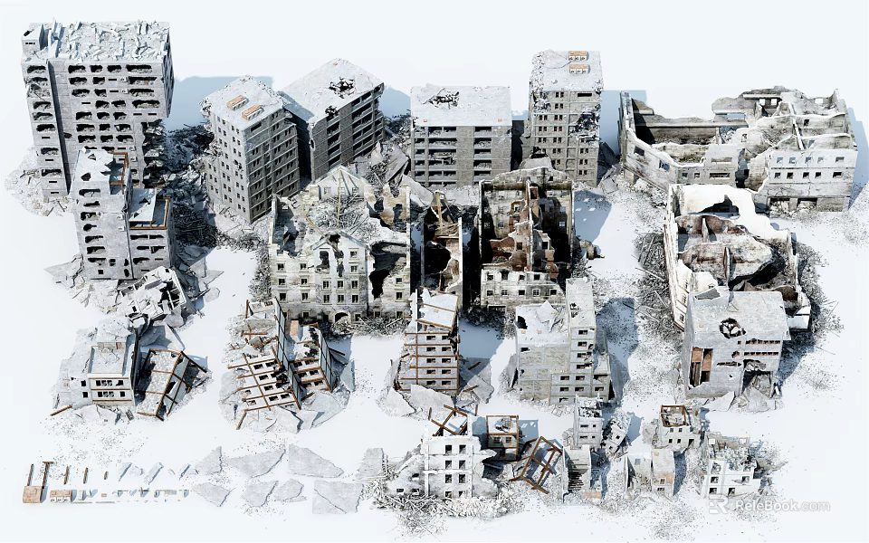 Realistic Architectural Components Featuring Damaged Structures And Concrete Elements 3d model 