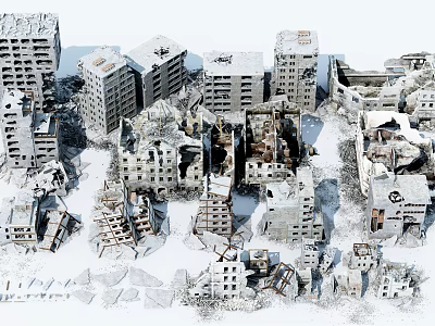 Realistic Architectural Components Featuring Damaged Structures And Concrete Elements 3d model