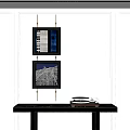 Two Black Framed City Line Artworks With Blue Background On Wall And Table Transparent Vinyl