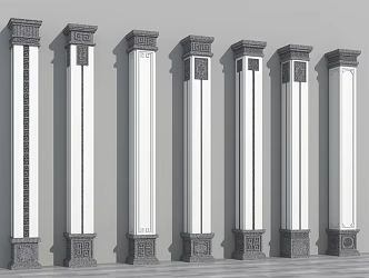 New Chinese style column Chinese style column corner column Roman column 3d model