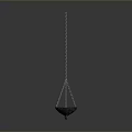 Modern Silver Pendant Light With Chain Hanging Bowl Shaped Design On Gray Background