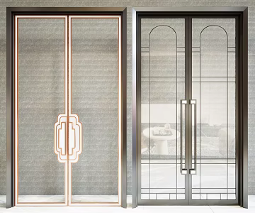 New Chinese style double door glass double door 3d model