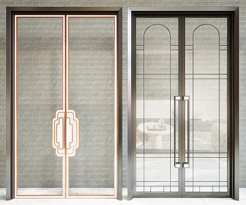 New Chinese style double door glass double door 3d model