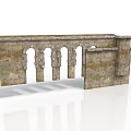 Antique Stone Wall Structure With Multiple Arched Openings And Weathered Masonry 3d model