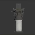 Industrial Metal Mechanical Tower Structure With Base Wheel And Horizontal Bar Components 3d model
