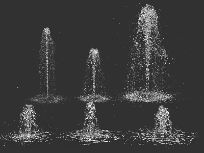 Multiple Water Fountains Displaying Various Spray Heights And Circular Water Ripples 3d model