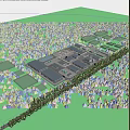 Large Scale Modern Industrial Factory Aerial View With Green Trees And Multiple Buildings