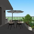 Roof Garden Outdoor Seating With Lush Greenery City Skyline And Wooden Flooring