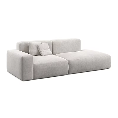 Modern Light Gray Fabric Two Seater Sofa With Cozy Cushions For Living Room 3d model