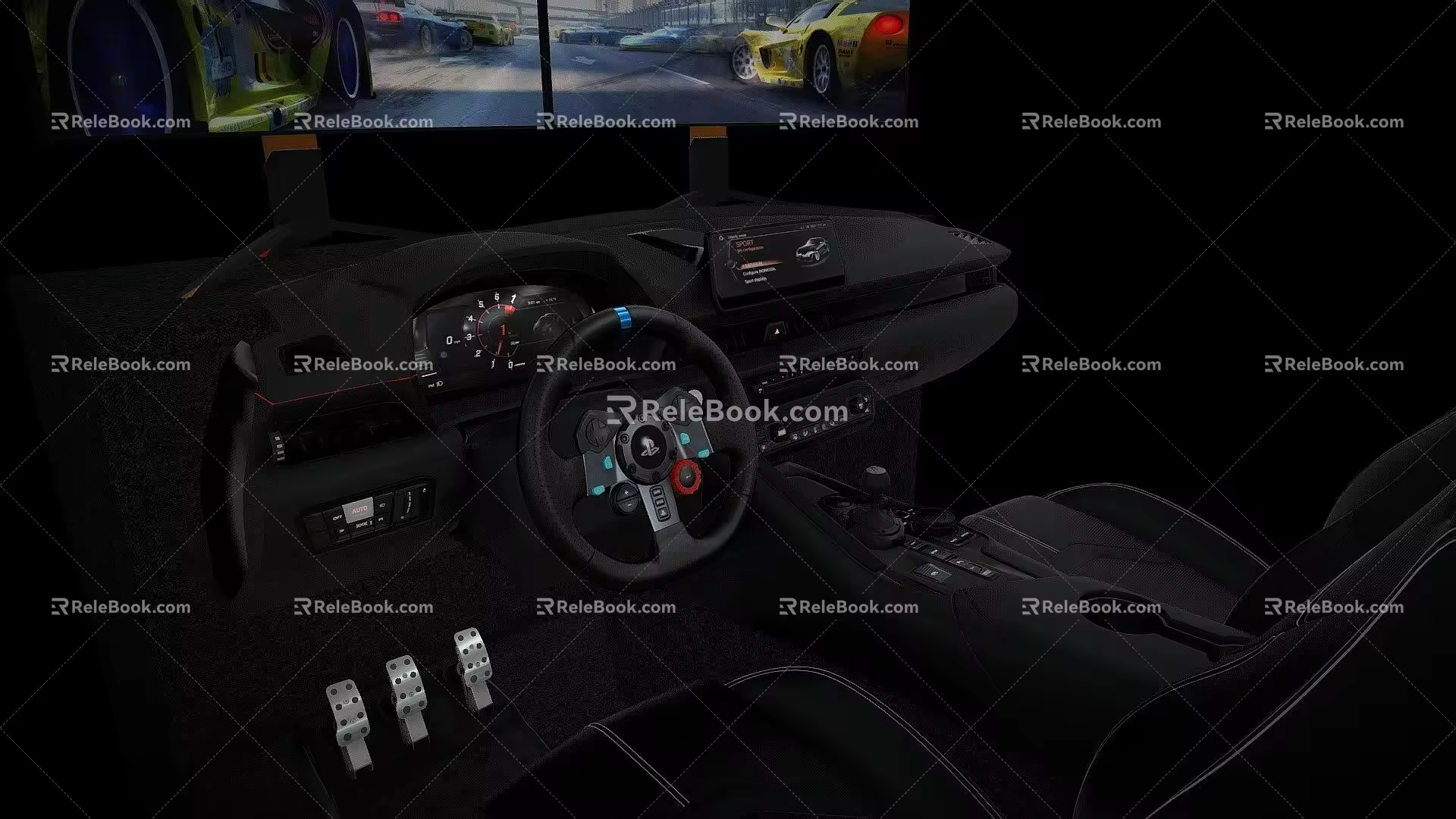 Racing simulation game machine 3d model