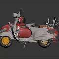 Vintage Motorcycle With Red Sidecar Silver Body And Classic Leather Seats