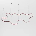 Modern Abstract Pendant Lights With Red Black Curved Irregular Shapes Design 3d model