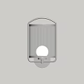 Modern Wall Light with Metal Frame and Ribbed Glass Shade Mounted on Dark Wall