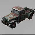 Vintage Rusted Truck Featuring Weathered Blue Green Red Paint Open Bed Classic Retro Design