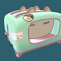 Cute Green Toaster With Cartoon Design And Pink Accents Transparent Window