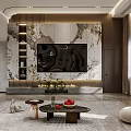 Luxurious Living Dining Room Interior With Marble Columns Staircase Large Windows And Wine Cabinet