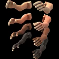 Man's Arms and Hands with Various Skin Tones Floating on Black Background
