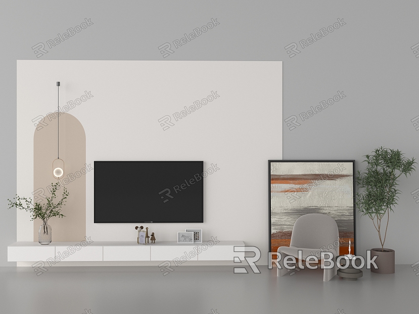 Modern TV background wall model