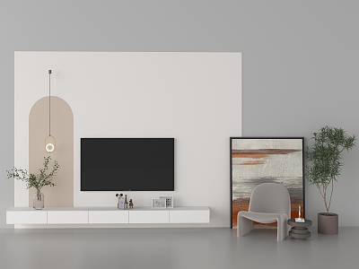 Modern TV background wall 3d model