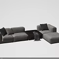 Light Gray Modular Sectional Sofa With Multiple Cushions And Throw Blanket Configurations 3d model