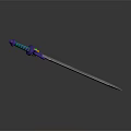 Fantasy Decorative Sword With Purple Blue Hilt Accents And Sharp Silver Blade