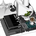 Modern Decorative Ornament Set With Geometric Shapes Black Books And Metal Accents On White Base