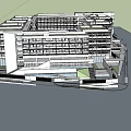 Modern Multi Storey School Building With Large Windows Balconies And Green Lawn Area