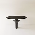 Modern Black Round Dining Table with Sculptural Base in Minimalist White Space 3d model