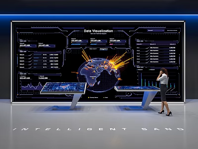 Intelligent Public Facility With Smart Data Visualization And Control Consoles 3d model