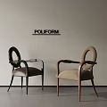 Poliform Single Chair Modern Design With Curved Armrests Different Color Frames Light Wall Background 3d model
