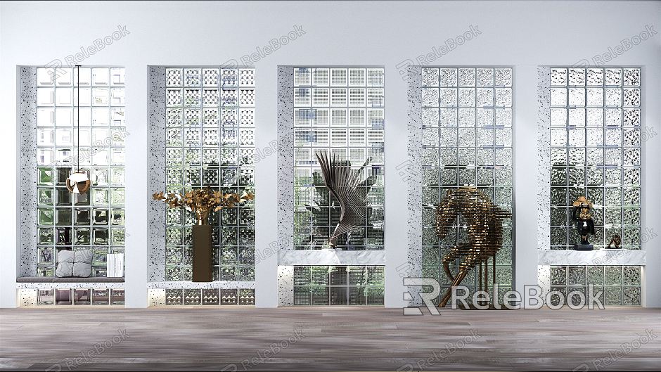 Modern glass brick glass brick partition furnishings model